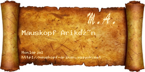 Mauskopf Arikán névjegykártya